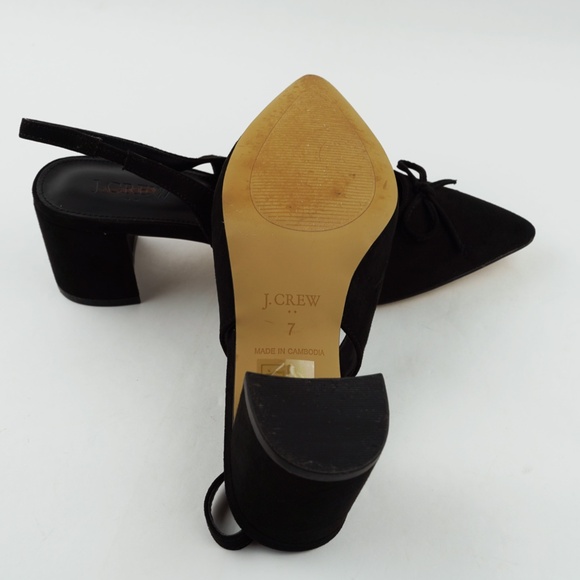 J.Crew Size 7 Slingback Bow Heels in Black $138 BJ253 - Picture 6 of 6